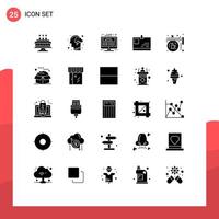 paquete de iconos vectoriales de stock de 25 signos y símbolos de línea para el informe de la tarjeta de identificación del monitor de identidad de la placa elementos de diseño vectorial editables vector