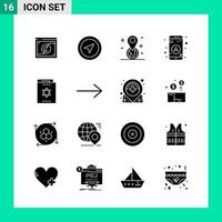 Pack of 16 Solid Style Icon Set Glyph Symbols for print Creative Signs Isolated on White Background 16 Icon Set vector