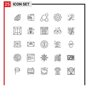 conjunto de líneas de interfaz móvil de 25 pictogramas del diagrama de configuración de vehículos de juguete elementos de diseño de vectores editables tácticos