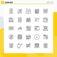 Set of 25 Modern UI Icons Symbols Signs for product cycle bricks settings web control Editable Vector Design Elements