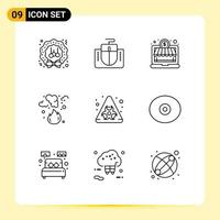 Stock Vector Icon Pack of 9 Line Signs and Symbols for biohazard pollution computer garbage burn Editable Vector Design Elements