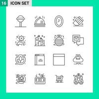 Pack of 16 Line Style Icon Set Outline Symbols for print Creative Signs Isolated on White Background 16 Icon Set vector