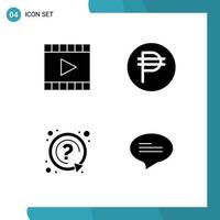 Pictogram Set of Simple Solid Glyphs of media ask player currency question Editable Vector Design Elements