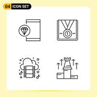 4 Creative Icons for Modern website design and responsive mobile apps 4 Outline Symbols Signs on White Background 4 Icon Pack vector