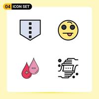 Pictogram Set of 4 Simple Filledline Flat Colors of protect minus emot drop gesture Editable Vector Design Elements