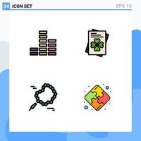 Set of 4 Modern UI Icons Symbols Signs for music puzzle passport bead teamwork Editable Vector Design Elements