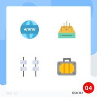 Mobile Interface Flat Icon Set of 4 Pictograms of business parcel www box marshmallow Editable Vector Design Elements