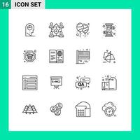 Pack of 16 Modern Outlines Signs and Symbols for Web Print Media such as bus loading balloon hour celebrate Editable Vector Design Elements