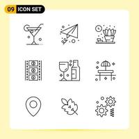 9 Creative Icons for Modern website design and responsive mobile apps 9 Outline Symbols Signs on White Background 9 Icon Pack vector