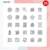 25 User Interface Line Pack of modern Signs and Symbols of click sprint ice scrum agile Editable Vector Design Elements