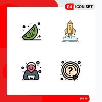 Pack of 4 Modern Filledline Flat Colors Signs and Symbols for Web Print Media such as food hacker launch shuttle ask Editable Vector Design Elements