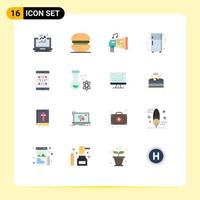 Flat Color Pack of 16 Universal Symbols of refrigerator electronic device food music device Editable Pack of Creative Vector Design Elements