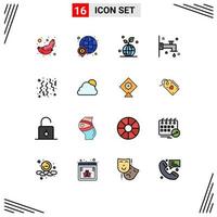 Universal Icon Symbols Group of 16 Modern Flat Color Filled Lines of birthday bath world faucet save Editable Creative Vector Design Elements