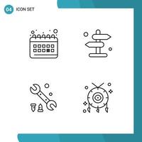 4 Universal Line Signs Symbols of calendar options routine navigation accessories Editable Vector Design Elements