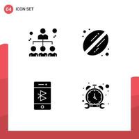 4 User Interface Solid Glyph Pack of modern Signs and Symbols of business connection share drink phone Editable Vector Design Elements