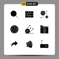 Group of 9 Solid Glyphs Signs and Symbols for file business meteor space science Editable Vector Design Elements