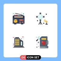 Pack of 4 Modern Flat Icons Signs and Symbols for Web Print Media such as frequency company illumination studio lightning descriptive statistics Editable Vector Design Elements