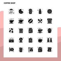 25 conjunto de iconos de cafetería plantilla de ilustración de vector de icono de glifo sólido para ideas web y móviles para empresa comercial
