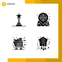 4 Icon Set Solid Style Icon Pack Glyph Symbols isolated on White Backgound for Responsive Website Designing vector