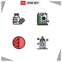 Set of 4 Modern UI Icons Symbols Signs for medical dermatology measure print skin Editable Vector Design Elements