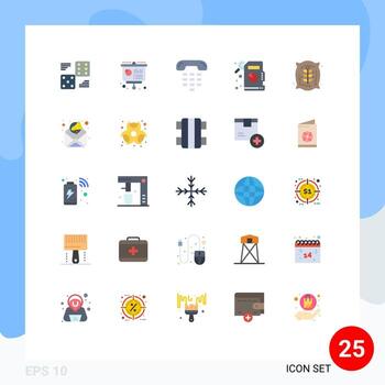 Mobile Interface Flat Color Set of 25 Pictograms of agriculture descriptive statistics financial phone contact Editable Vector Design Elements