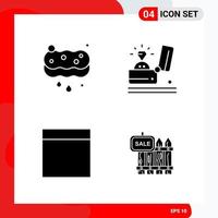 Creative Set of 4 Universal Glyph Icons isolated on White Background vector