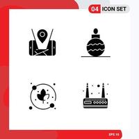 Mobile Interface Solid Glyph Set of Pictograms of map agriculture technology xmas router Editable Vector Design Elements