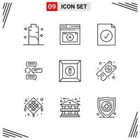 9 Icons Line Style Grid Based Creative Outline Symbols for Website Design Simple Line Icon Signs Isolated on White Background 9 Icon Set vector