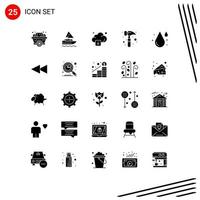 Group of 25 Modern Solid Glyphs Set for drop blood cloud watch kit claw hammer Editable Vector Design Elements