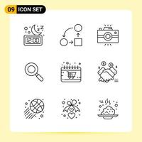 9 Creative Icons for Modern website design and responsive mobile apps 9 Outline Symbols Signs on White Background 9 Icon Pack vector