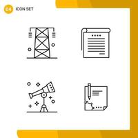 4 Icon Set Line Style Icon Pack Outline Symbols isolated on White Backgound for Responsive Website Designing vector