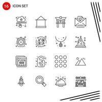 colección de 16 iconos vectoriales en estilo de línea símbolos de contorno perfecto de píxel para signos de icono de línea web y móvil sobre fondo blanco 16 iconos vector