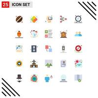 Flat Color Pack of 25 Universal Symbols of schedule alarm head data deep Editable Vector Design Elements