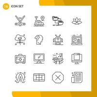 16 Icon Set Line Style Icon Pack Outline Symbols isolated on White Backgound for Responsive Website Designing vector