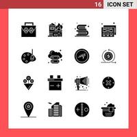 16 Icon Pack Solid Style Glyph Symbols on White Background Simple Signs for general designing vector