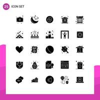 Editable Vector Line Pack of 25 Simple Solid Glyphs of heat cooling url computer price Editable Vector Design Elements