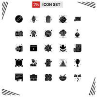 25 Universal Solid Glyphs Set for Web and Mobile Applications lock padlock garbage computer hospital Editable Vector Design Elements