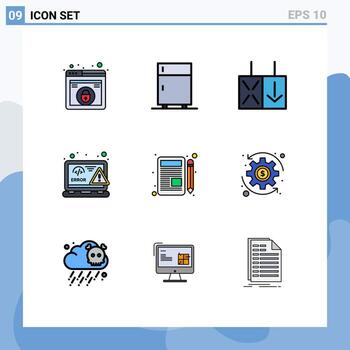 Filledline Flat Color Pack of 9 Universal Symbols of letter web freeze html coding Editable Vector Design Elements