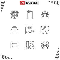 Modern Set of 9 Outlines and symbols such as develop coding costume school student Editable Vector Design Elements