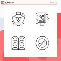 Collection of 4 Vector Icons in Line style Modern Outline Symbols for Web and Mobile Line Icon Sign Isolated on White Background 4 Icons