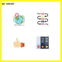 Set of 4 Modern UI Icons Symbols Signs for location business pin note hand Editable Vector Design Elements