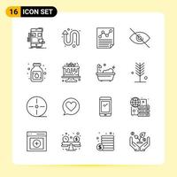 16 Creative Icons for Modern website design and responsive mobile apps 16 Outline Symbols Signs on White Background 16 Icon Pack vector