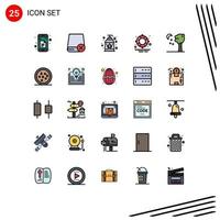 Group of 25 Modern Filled line Flat Colors Set for night arbor hardware park lifesaver Editable Vector Design Elements