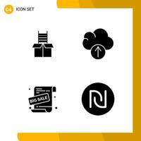 4 Icon Set Solid Style Icon Pack Glyph Symbols isolated on White Backgound for Responsive Website Designing vector