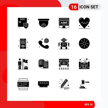 16 Solid Glyph concept for Websites Mobile and Apps user mobile server business heart Editable Vector Design Elements
