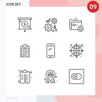 9 Thematic Vector Outlines and Editable Symbols of mobile phone gdpr training plan Editable Vector Design Elements