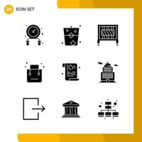 9 Icon Set Solid Style Icon Pack Glyph Symbols isolated on White Backgound for Responsive Website Designing vector