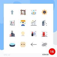 Mobile Interface Flat Color Set of 16 Pictograms of document food utube drink bottle Editable Pack of Creative Vector Design Elements