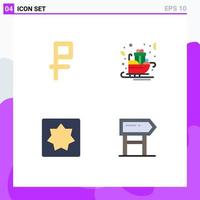 Group of 4 Modern Flat Icons Set for currency brain carriage sled puzzle Editable Vector Design Elements