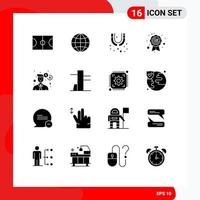 Set of 16 Modern UI Icons Symbols Signs for tools and utensils office plumber man quality Editable Vector Design Elements